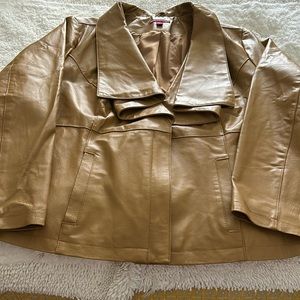 Drape-front Leather Jacket